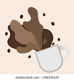 Illustration vector graphic coffee latte paper cut style