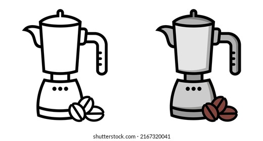 Illustration Vector Graphic of coffee maker, coffee machine, mokad rink icon