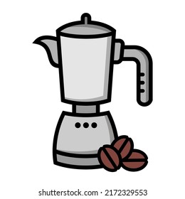 Illustration Vector Graphic of coffee maker, coffee machine, mokad rink icon