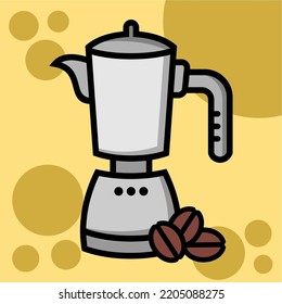 Illustration Vector Graphic of coffee maker, coffee machine, mokad rink icon