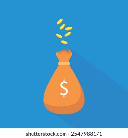 ilustração vetor gráfico de Moedas são colocados no saco de dinheiro, perfeito para o dia internacional, dia internacional de bancos, comemorar, cartão de saudação, etc.