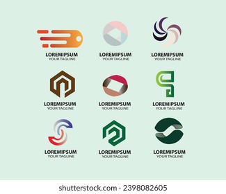illustration vector graphic of collection of abstract logos in one frame