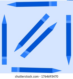 ilustración vectorial de una colección de lápices azules o formas que forman varias composiciones o posiciones que se cruzan en varias direcciones