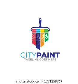 Ilustración vectorial gráfico de pinturas de casa de color plantilla de diseño de logotipo