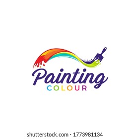 Ilustración vectorial gráfico de la plantilla de diseño del logotipo de pinturas de color