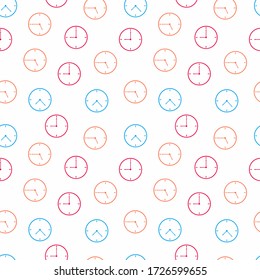 illustration vector graphic of colorful clock seamless pattern