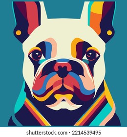 illustration Vector graphic of colorful French bulldog good for logo, icon, mascot, print or customize your design