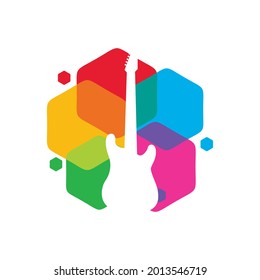Illustration Vector Graphic of Colorful Guitar Store Logo. Perfect to use for Music Company