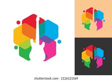 Illustration Vector Graphic of Colorful Guitar Logo. Perfect to use for Music Company