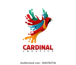 Illustration vector graphic of colorful paint cardinal. Good for creative business.