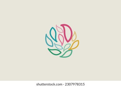 Illustration vector graphic of colorful round circle leaves. Good for logo, decoration, t-shirt, hoodie