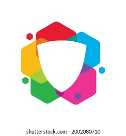 Gráfico vectorial de ilustración de Escudo colorido. Perfecto para la compañía tecnológica