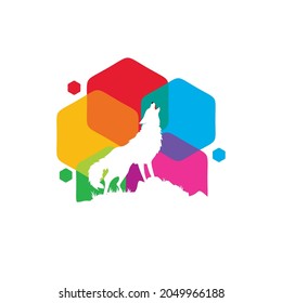 Illustration Vector Graphic of Colorful Wolf Logo. Perfect to use for Technology Company