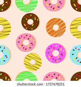 Illustration Vector Graphic Of Colorfull Donuts Seamless Pattern