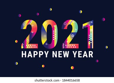 Illustration vector graphic of colorfull happy new year 2021