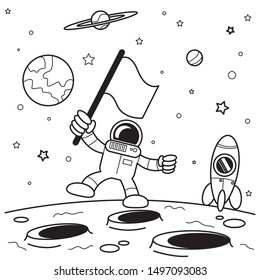 Illustration Vector Graphic Coloring Book Of Space Theme