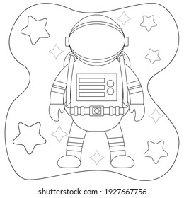 Illustration vector graphic coloring book of character an astronaut