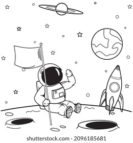Illustration vector graphic coloring book of space theme