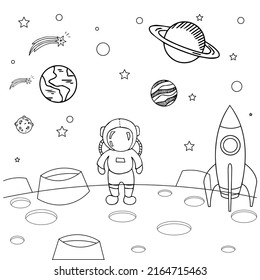 Illustration vector graphic coloring book of space theme