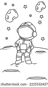 Ilustración Vector Gráfico De La Luna Alta Del Astronauta Del Libro De Colores Perfecto Para El Libro De Colores