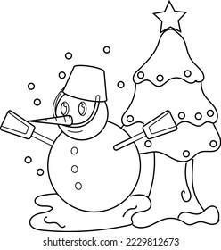 Illustration Vector Graphic Of Coloring Book Snow Man Good For Coloring Book