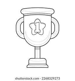 Illustration vector graphic of coloring book for kids. Golden Trophy Vector. Perfect for website, children books cover, children book illustration,game illustrations, game asset,animation,etc

