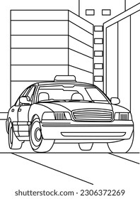 Illustration Vector Graphic Of Coloring Book Taxi Car Perfect For Coloring Book Children