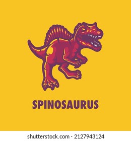 Illustration vector graphic of colourful dinosaur. Filled line illustration.