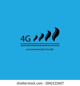 illustration vector graphic of combination technology and nature. 4g with leaf signal icon .good for environmentally friendly energy product
