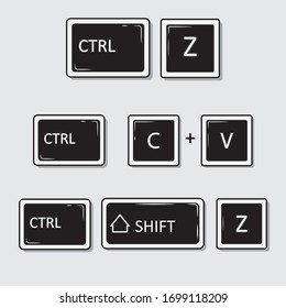 Illustration vector graphic of command on keyboard for undo and copy paste 