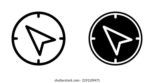 Ilustración Vector gráfico del icono de brújula. Apto para navegante, dirección, viaje, gps, etc.
