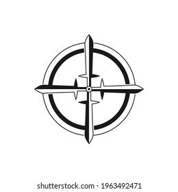 illustration vector graphic of a compass logo with a sword as a needle