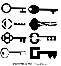 illustration vector graphic of a complete set of house keys perfect for icon, home and vehicle security, etc.