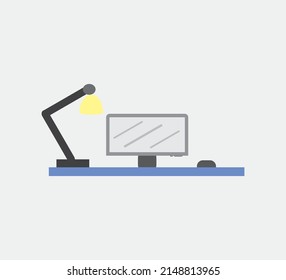 Illustration vector graphic of computer desk. Concept flat design. Perfect for icon, sign, symbol, web, application, background, template, landing page, etc.