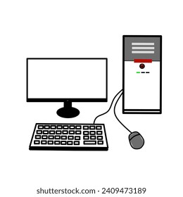 Illustration vector graphic of computer icon  , PC sign on isolated white background 
