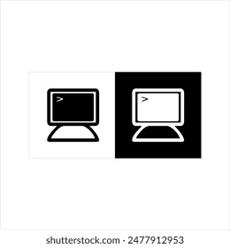 Ilustración Vector gráfico de ícono de computadora, blanco y negro