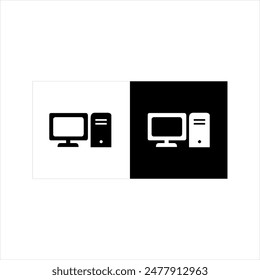 illustration vector graphic of computer icon, black and white