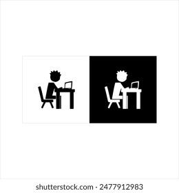 illustration vector graphic of computer icon, black and white