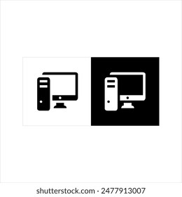 illustration vector graphic of computer icon, black and white