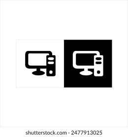 illustration vector graphic of computer icon, black and white