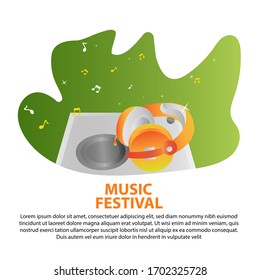 Illustration vector graphic of a concept music festival with a headphone.
good for vector background for flyer or brochure, electronic music festival banner with abstract gradient.