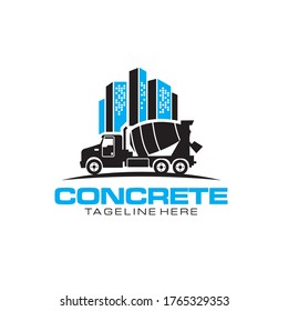 Illustration vector graphic of concrete mixer truck logo vector template.