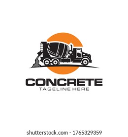 Illustration vector graphic of concrete mixer truck logo vector template.