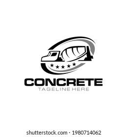 Illustration vector graphic of concrete mixer truck logo design template