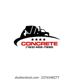 Illustration vector graphic of concrete mixer truck construction logo vector template