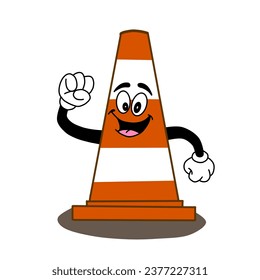 Gráfico vectorial de ilustración del carácter de tráfico de cono en el fondo blanco.