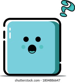 Illustration vector graphic of the confused ice cube. Perfet for icon, symbol, emoticon, t-shirt logo, etc.