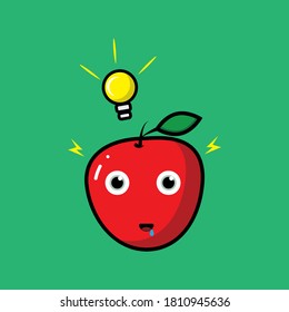 Illustration vector graphic of The confused red apple finally came up with a great idea.Good for nutrition product,children's book covers,etc.