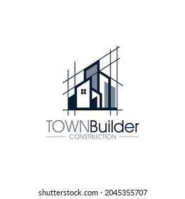 Ilustración vectorial gráfico de la construcción y diseño del logo de concepto de construcción plantilla