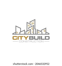 Ilustración vectorial gráfico de la construcción y diseño del logo de concepto de construcción plantilla